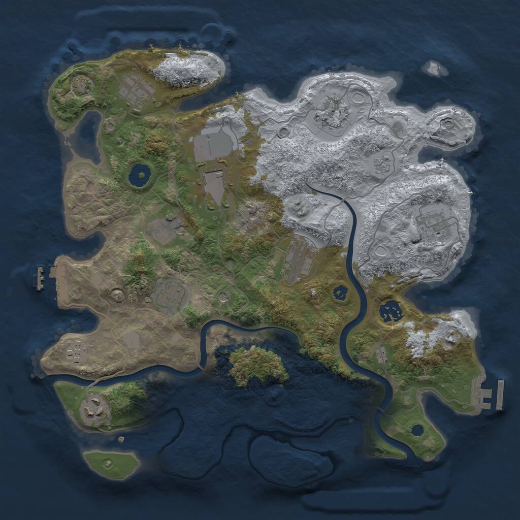 Rust Map: Procedural Map, Size: 3500, Seed: 1413824650, 16 Monuments