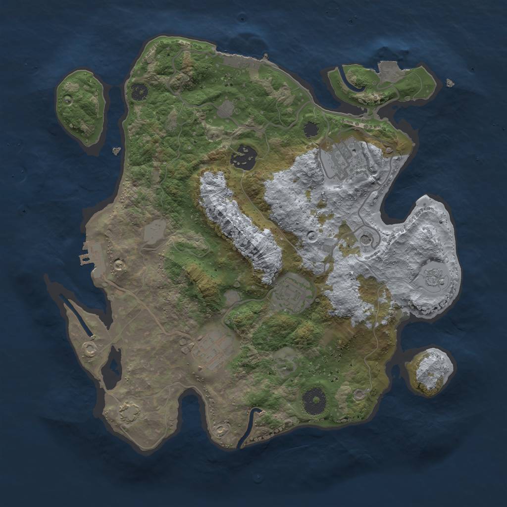 Rust Map: Procedural Map, Size: 3000, Seed: 12614, 12 Monuments