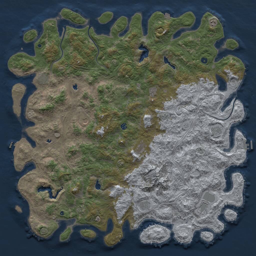 Rust Map: Procedural Map, Size: 6000, Seed: 75411, 17 Monuments