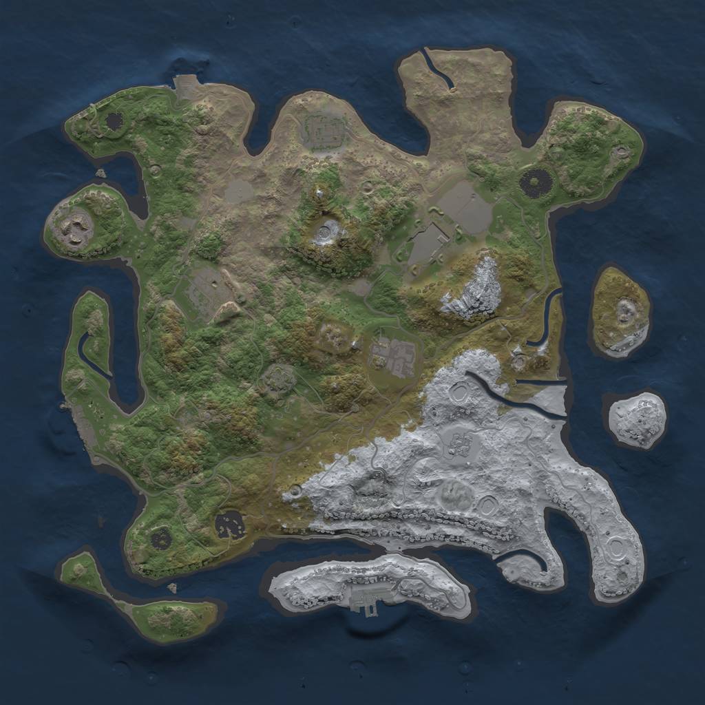 Rust Map: Procedural Map, Size: 3500, Seed: 751893758, 14 Monuments