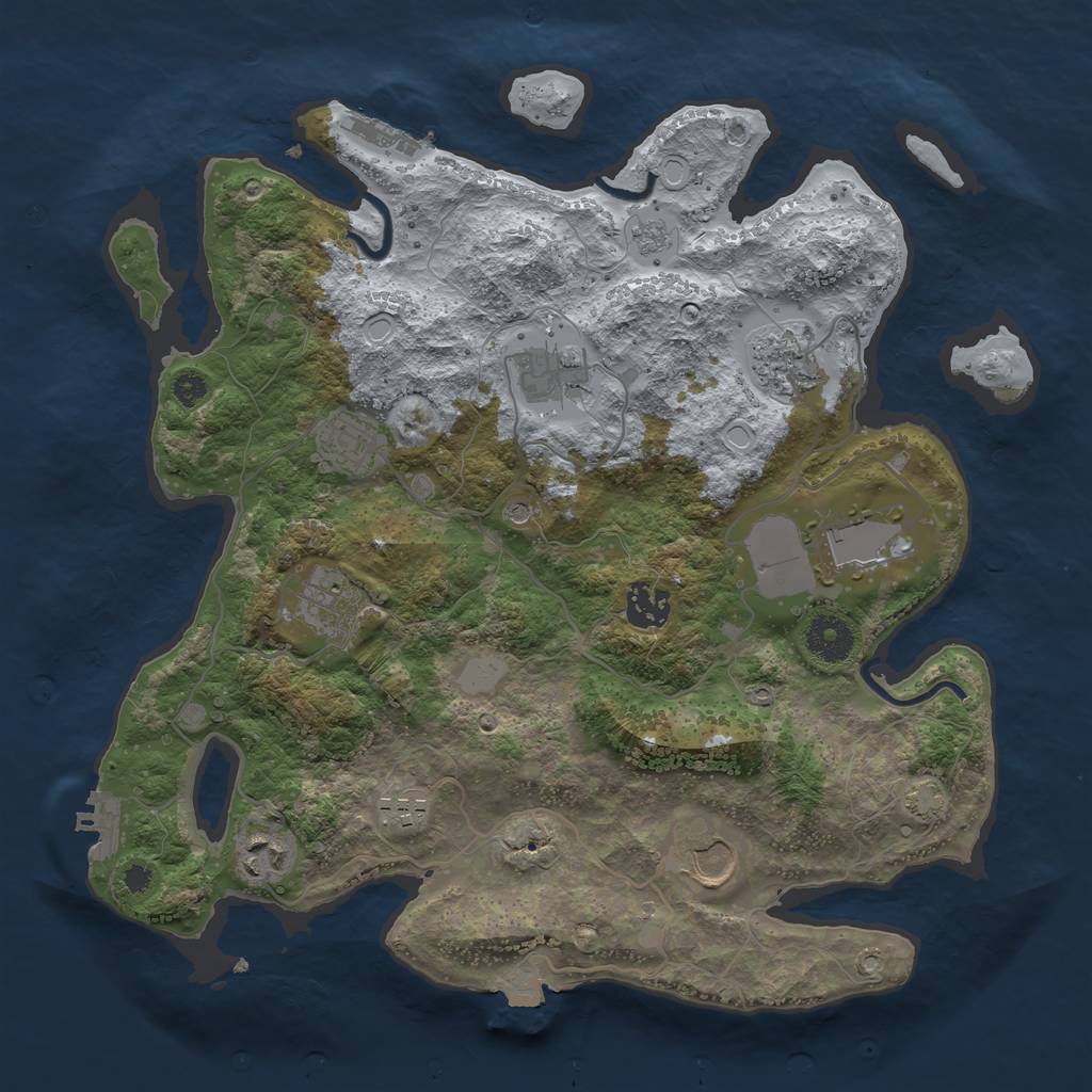 Rust Map: Procedural Map, Size: 3500, Seed: 34090520, 17 Monuments
