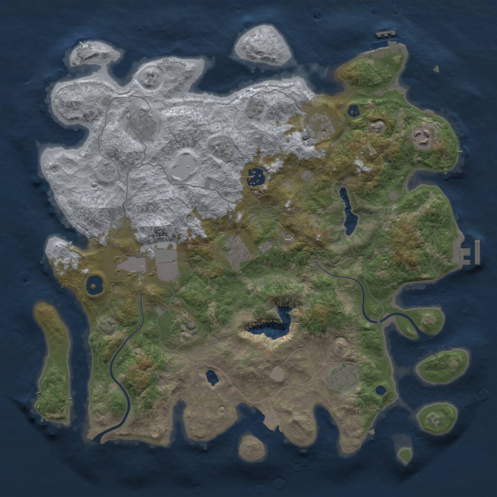 Rust Map: Procedural Map, Size: 4000, Seed: 77996381, 15 Monuments