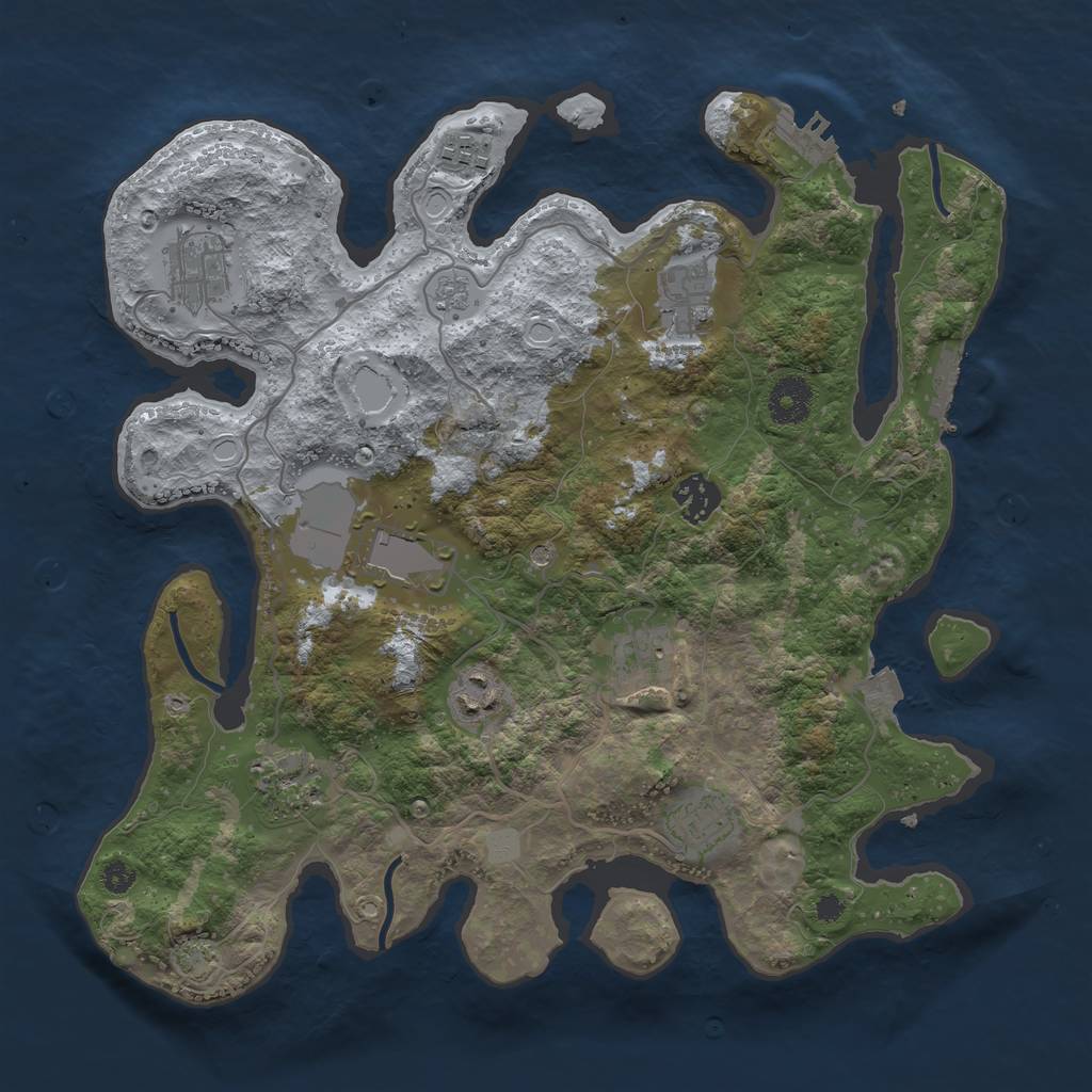 Rust Map: Procedural Map, Size: 3500, Seed: 506673896, 17 Monuments