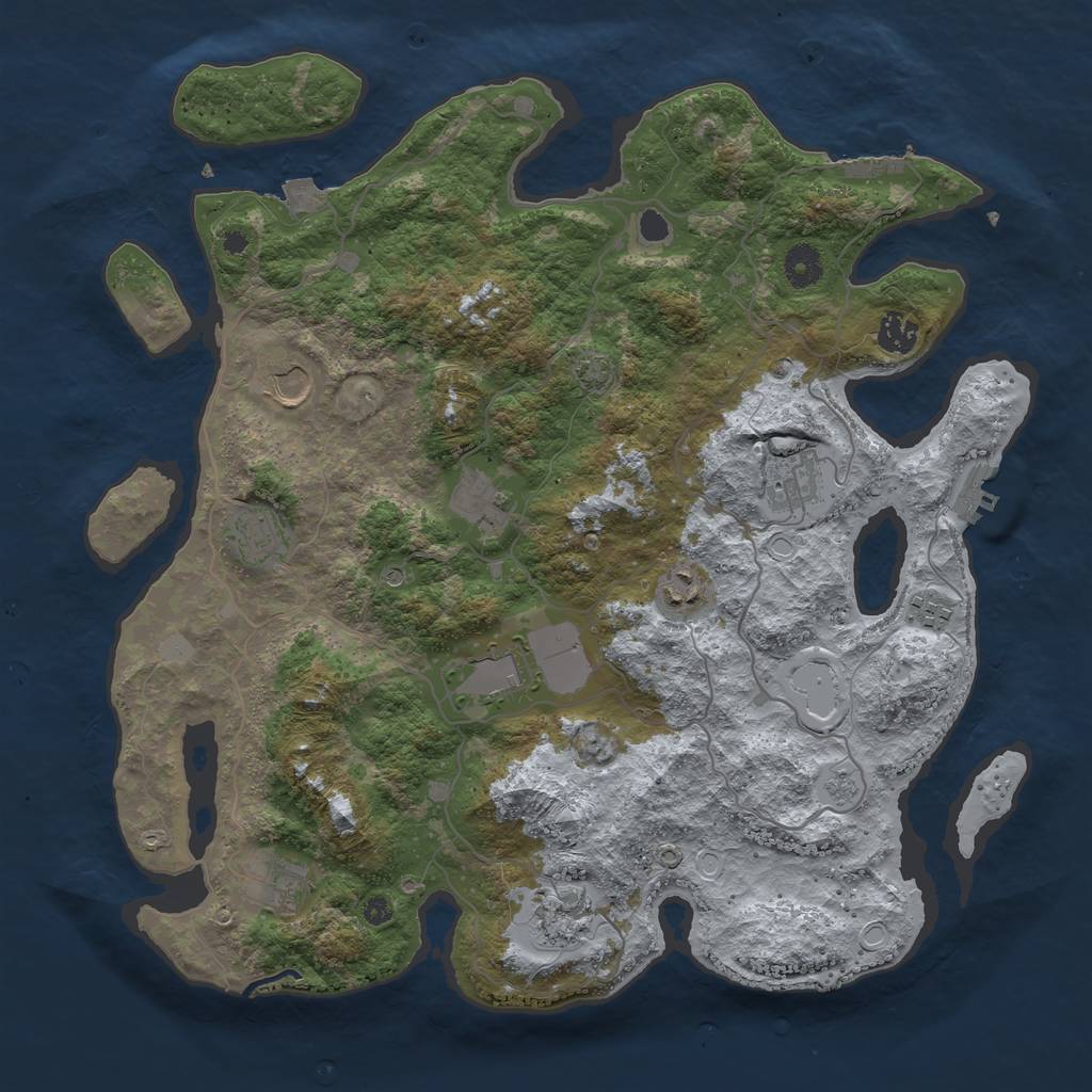 Rust Map: Procedural Map, Size: 4000, Seed: 28930, 18 Monuments