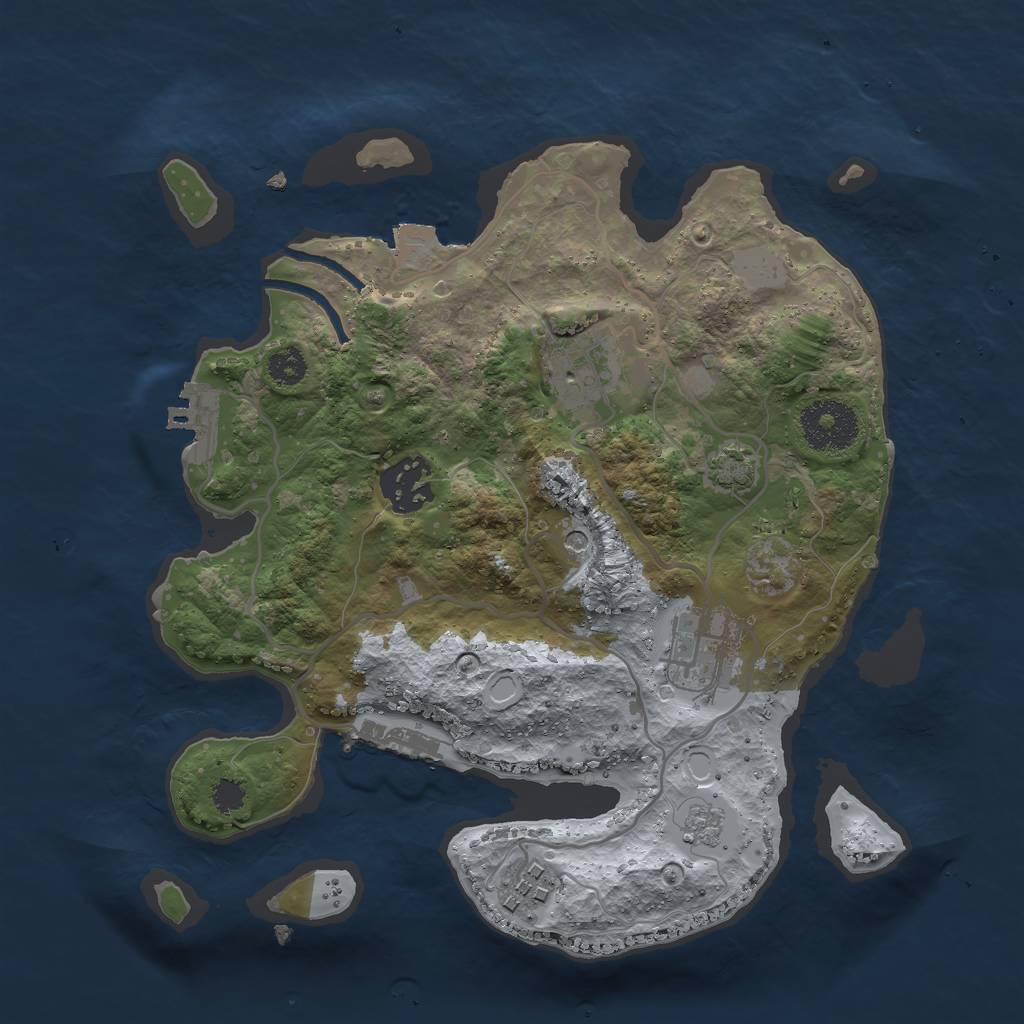 Rust Map: Procedural Map, Size: 2800, Seed: 1144351307, 12 Monuments
