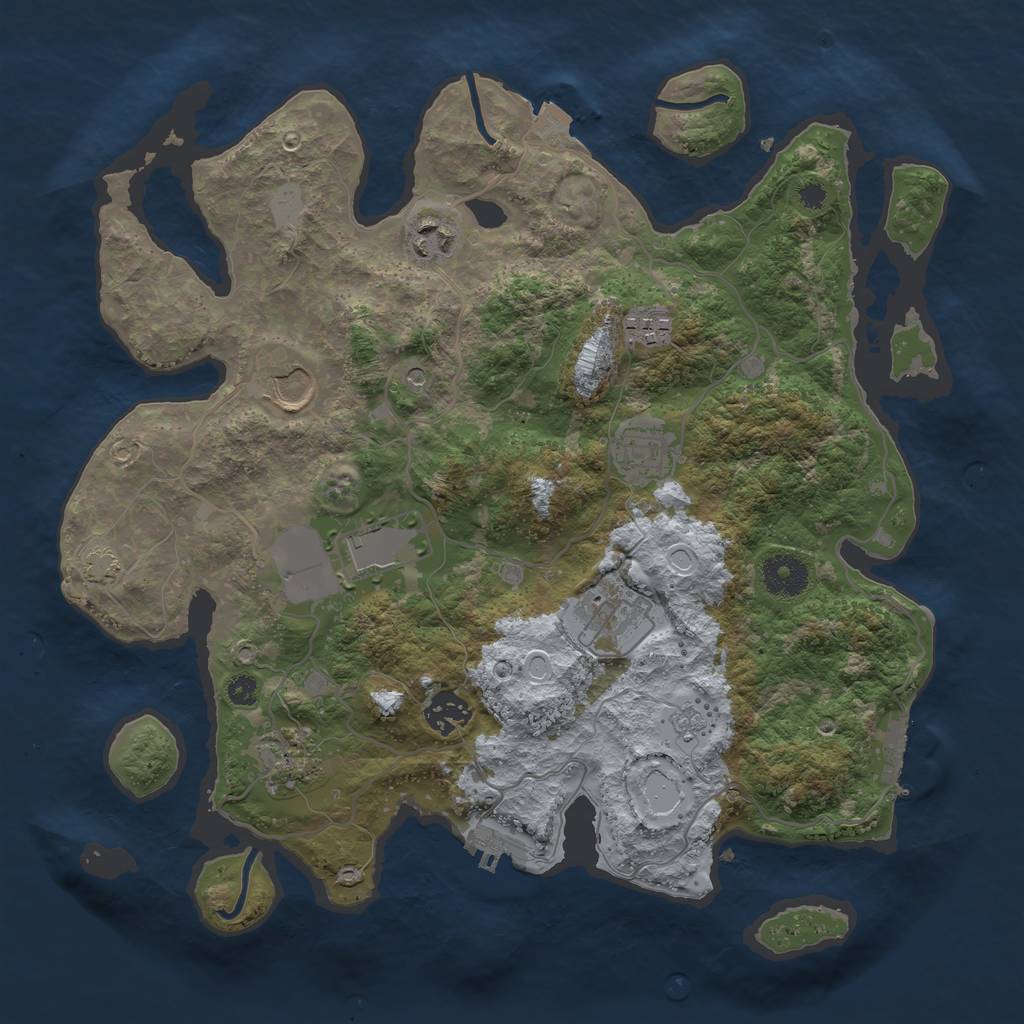 Rust Map: Procedural Map, Size: 3500, Seed: 1442464475, 16 Monuments