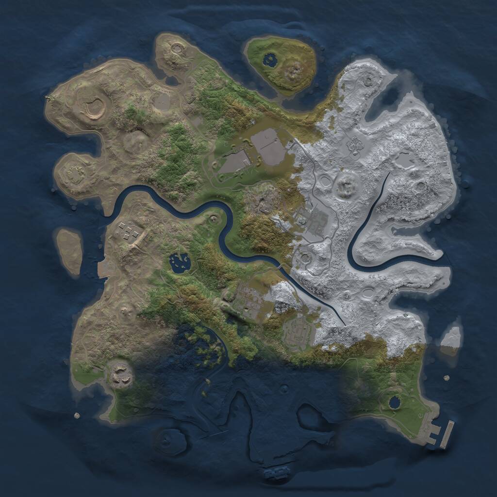 Rust Map: Procedural Map, Size: 3500, Seed: 932838267, 14 Monuments