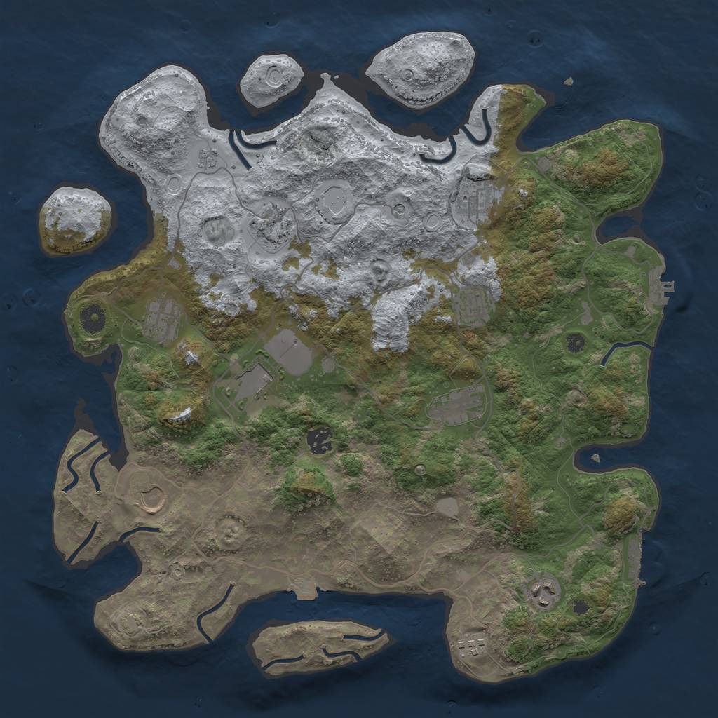 Rust Map: Procedural Map, Size: 4000, Seed: 374178640, 18 Monuments