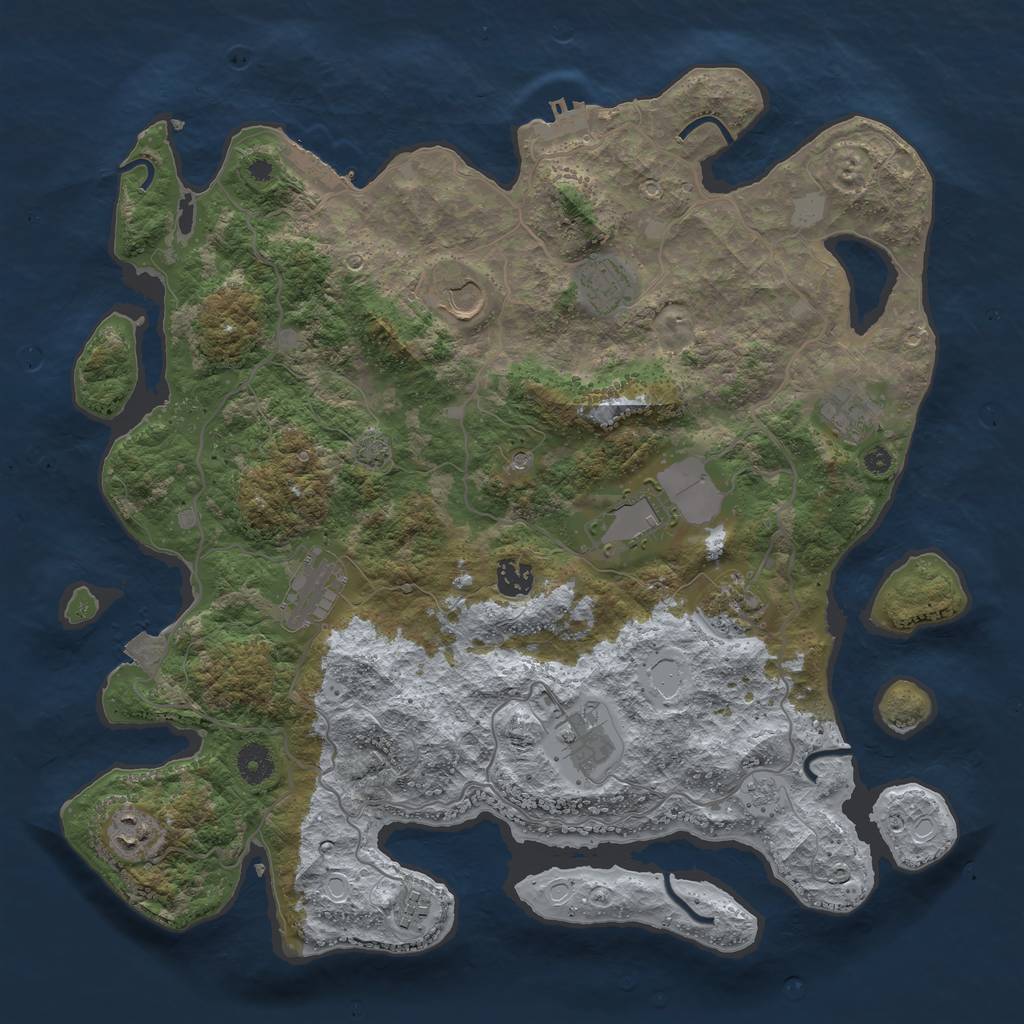 Rust Map: Procedural Map, Size: 4000, Seed: 574878207, 18 Monuments