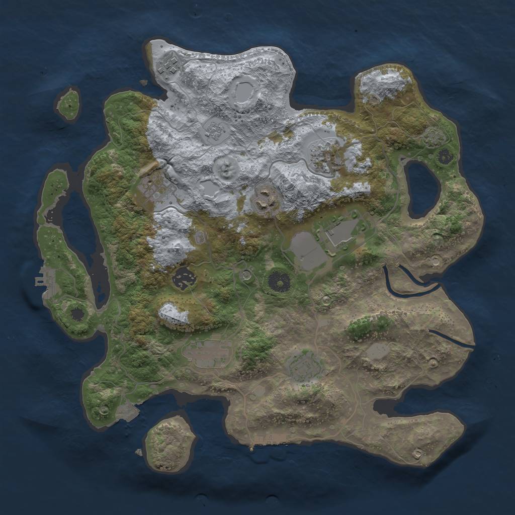 Rust Map: Procedural Map, Size: 3500, Seed: 1407388398, 16 Monuments