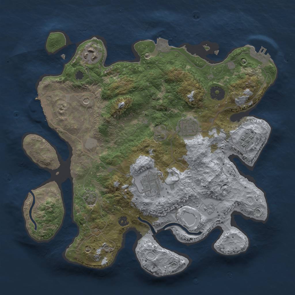 Rust Map: Procedural Map, Size: 3000, Seed: 1467209, 12 Monuments