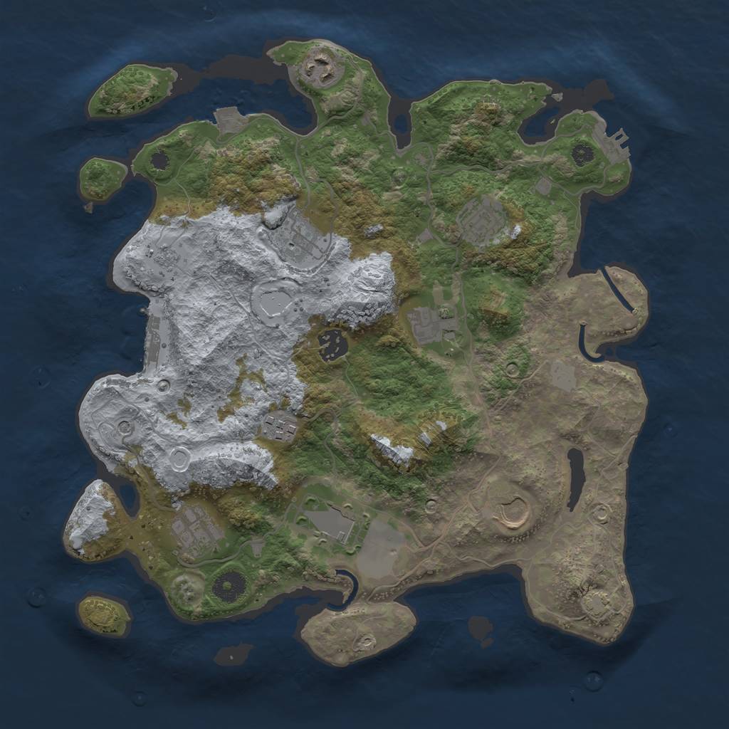 Rust Map: Procedural Map, Size: 3500, Seed: 952902041, 17 Monuments