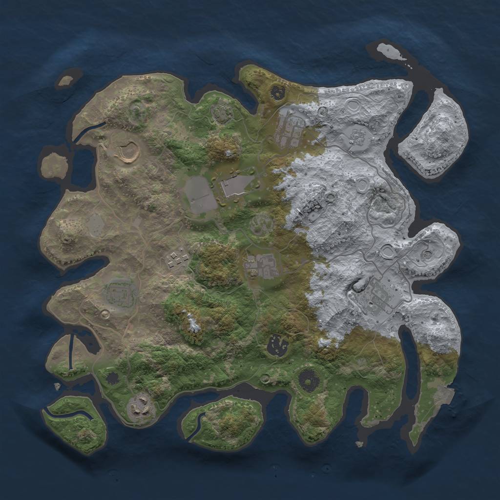 Rust Map: Procedural Map, Size: 3500, Seed: 1411595491, 15 Monuments