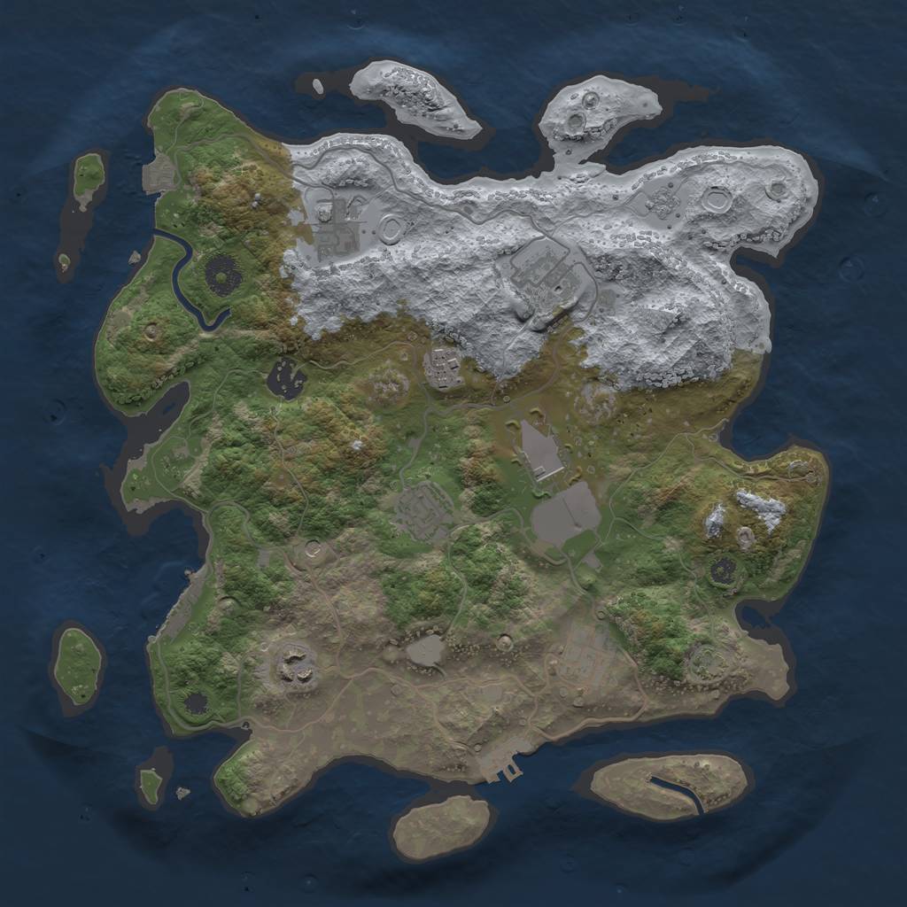 Rust Map: Procedural Map, Size: 3500, Seed: 251086248, 16 Monuments