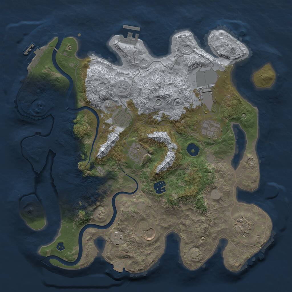 Rust Map: Procedural Map, Size: 3500, Seed: 387813014, 14 Monuments
