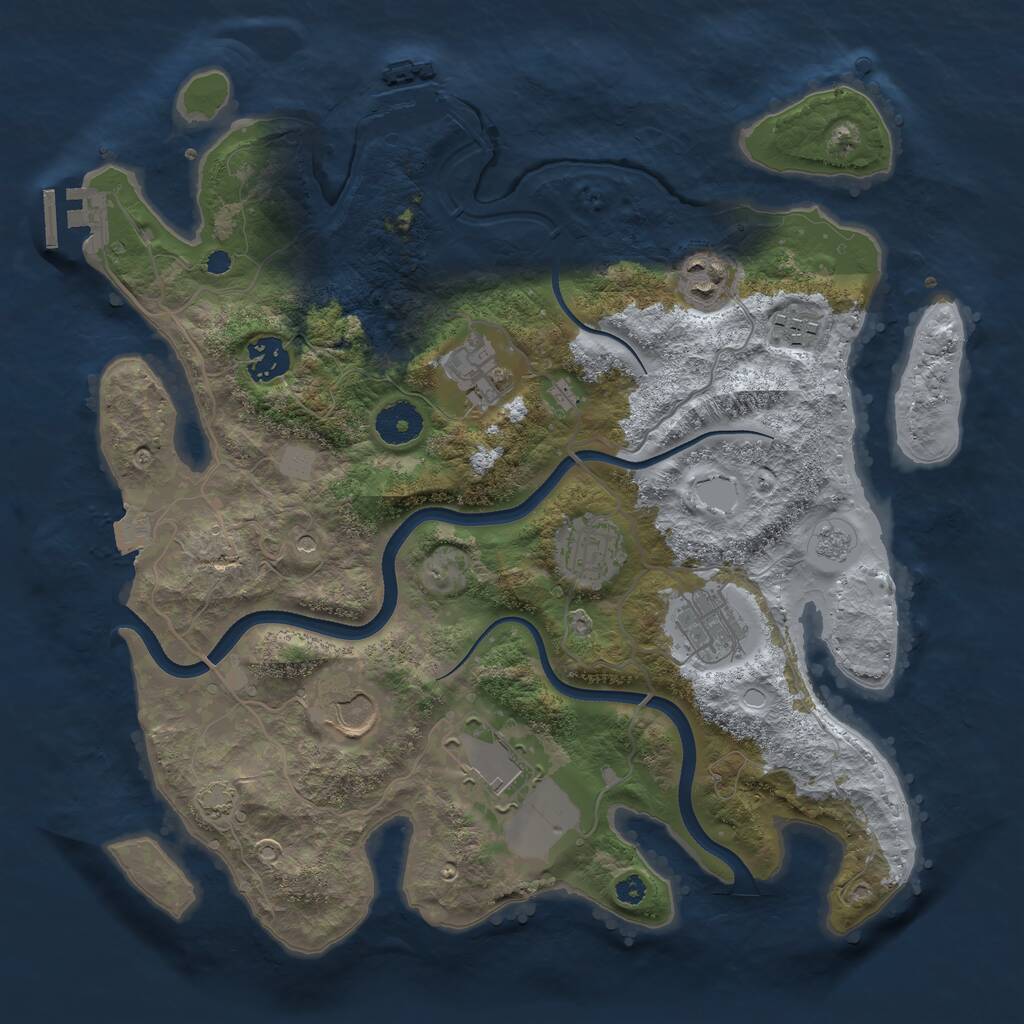Rust Map: Procedural Map, Size: 3500, Seed: 694201311, 14 Monuments