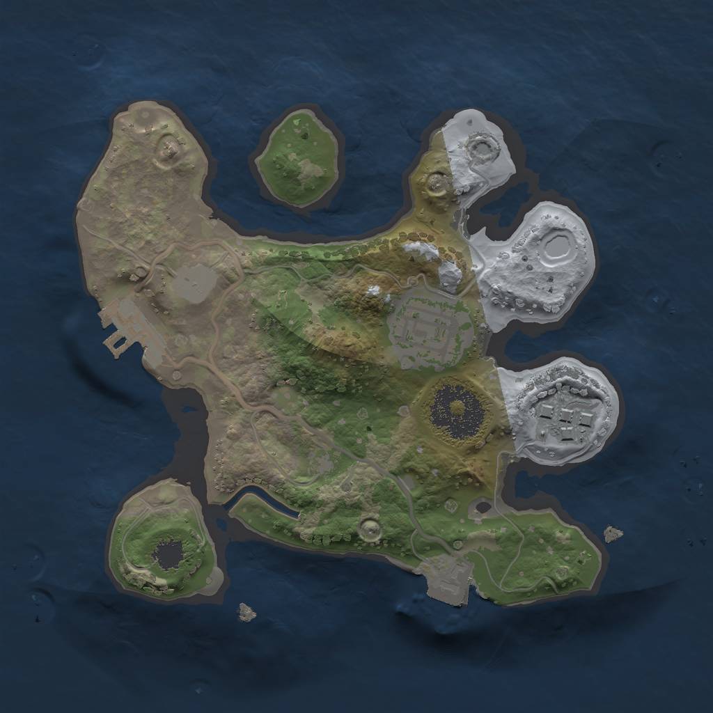 Rust Map: Procedural Map, Size: 2000, Seed: 744523643, 6 Monuments