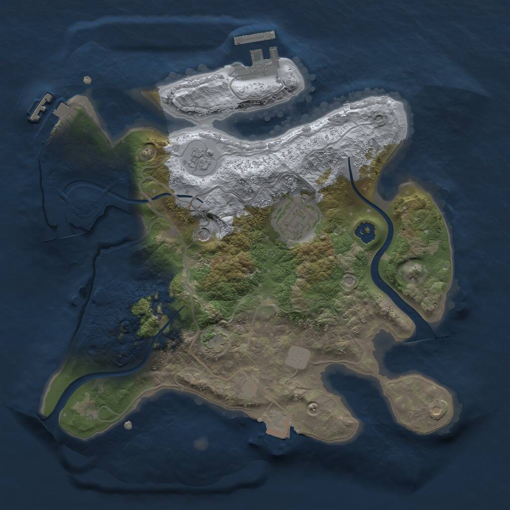 Rust Map: Procedural Map, Size: 2500, Seed: 1468198741, 7 Monuments