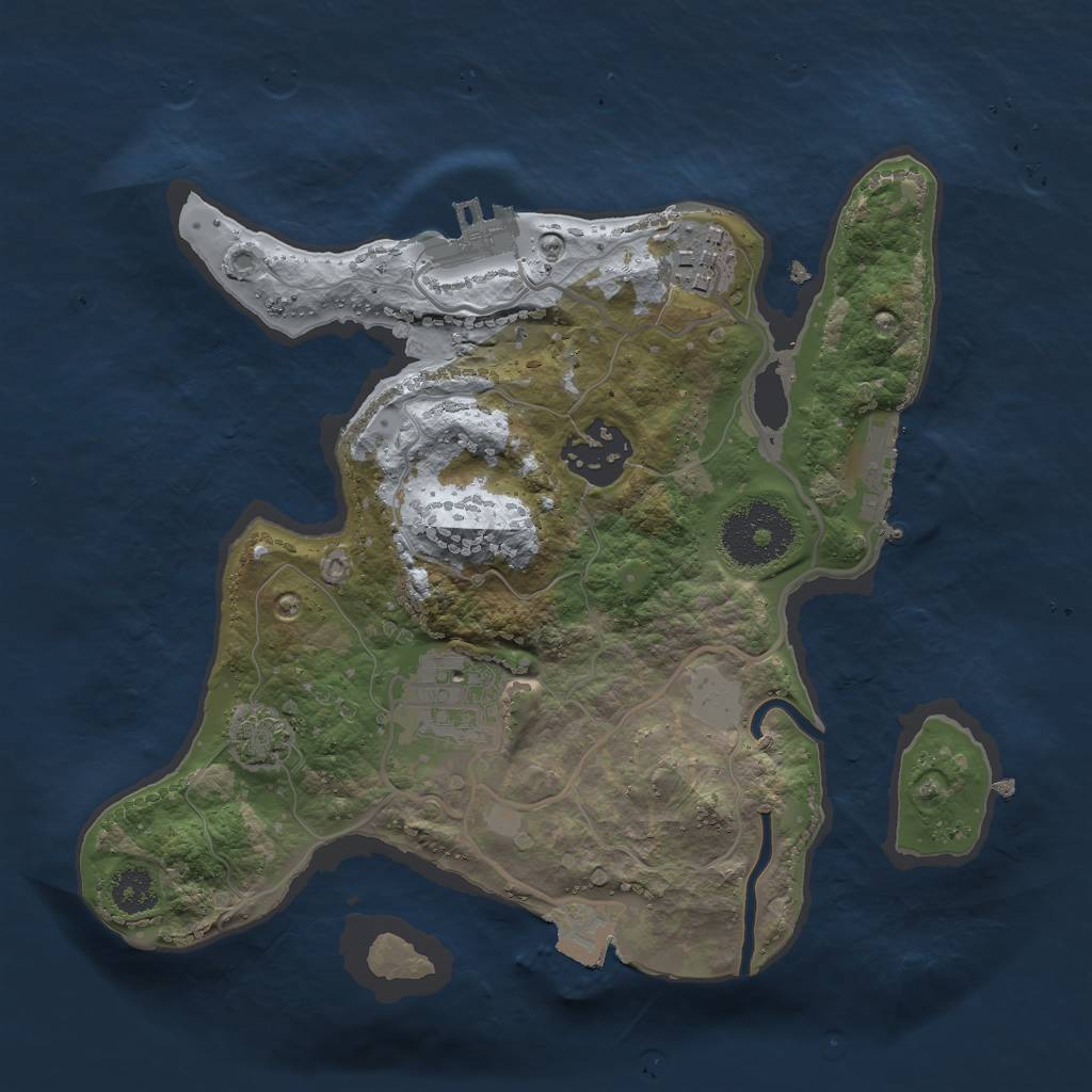 Rust Map: Procedural Map, Size: 2500, Seed: 942593557, 9 Monuments