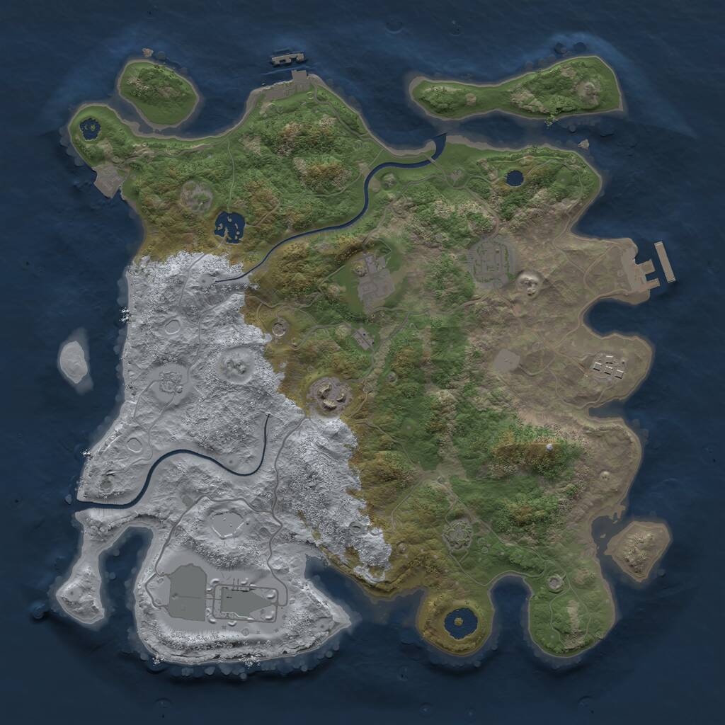 Rust Map: Procedural Map, Size: 3500, Seed: 630603420, 12 Monuments