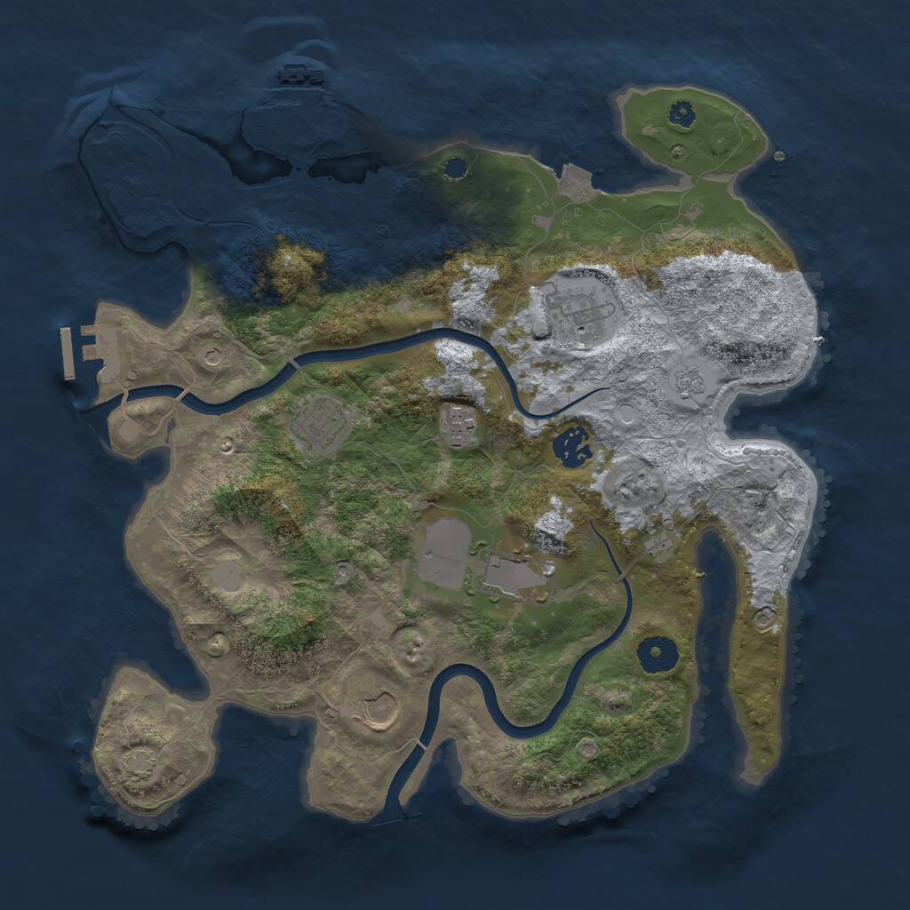 Rust Map: Procedural Map, Size: 3500, Seed: 385568165, 12 Monuments