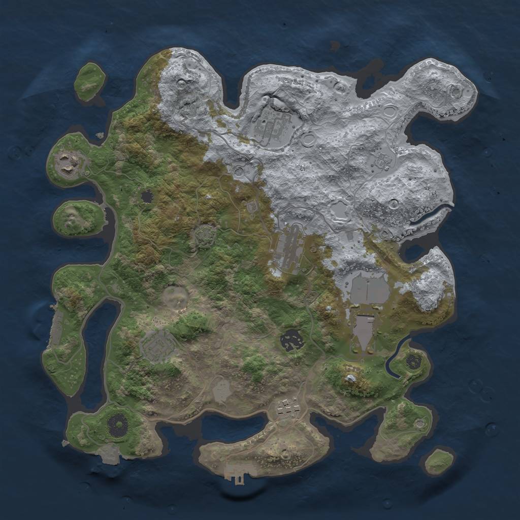 Rust Map: Procedural Map, Size: 3500, Seed: 459144308, 15 Monuments