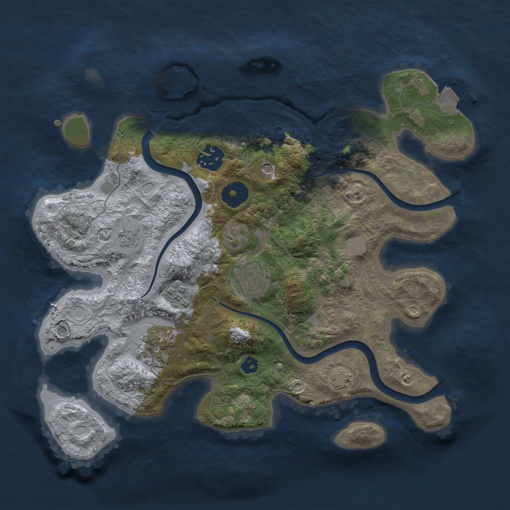 Rust Map: Procedural Map, Size: 3000, Seed: 31882, 8 Monuments