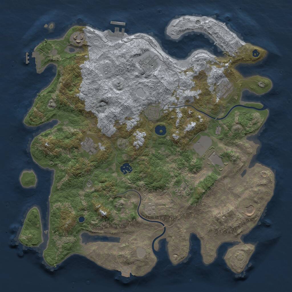 Rust Map: Procedural Map, Size: 3950, Seed: 12435723, 16 Monuments