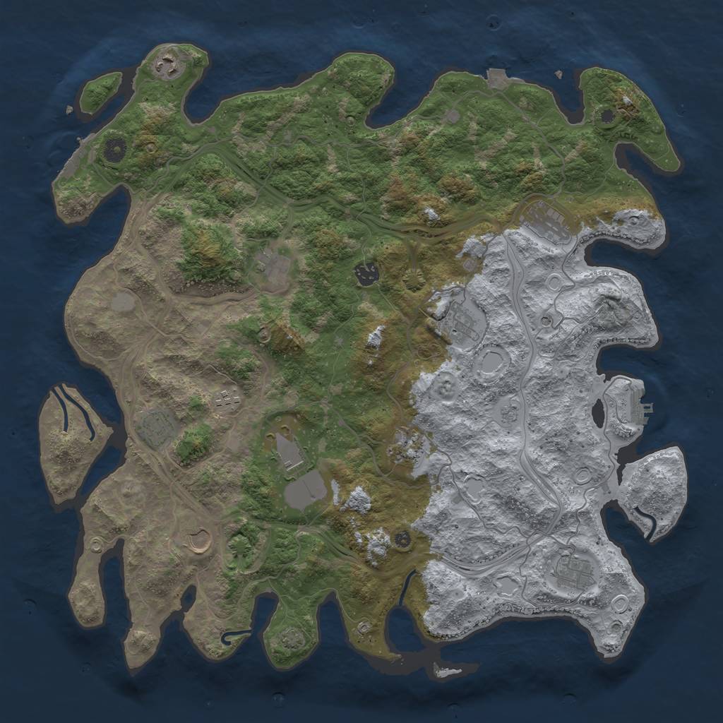 Rust Map: Procedural Map, Size: 4500, Seed: 227911577, 19 Monuments