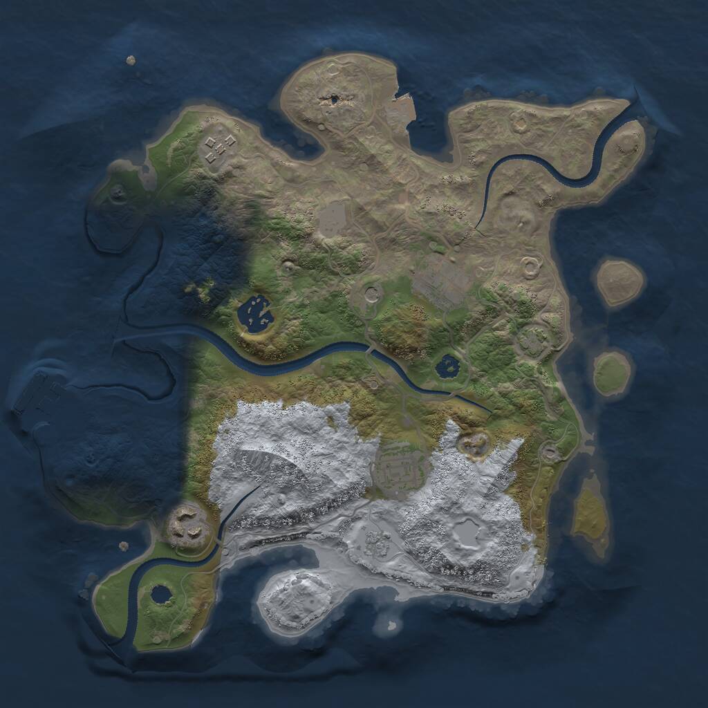 Rust Map: Procedural Map, Size: 3000, Seed: 69287, 10 Monuments