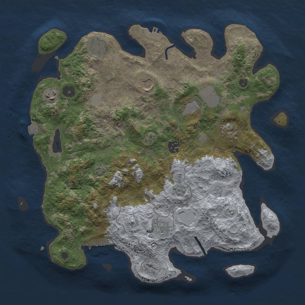 Rust Map: Procedural Map, Size: 3750, Seed: 1452474086, 16 Monuments