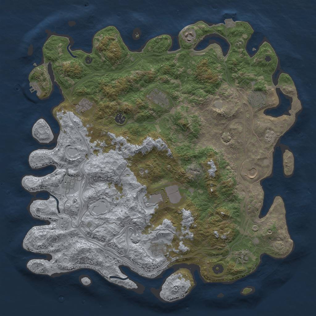 Rust Map: Procedural Map, Size: 4500, Seed: 719509093, 18 Monuments