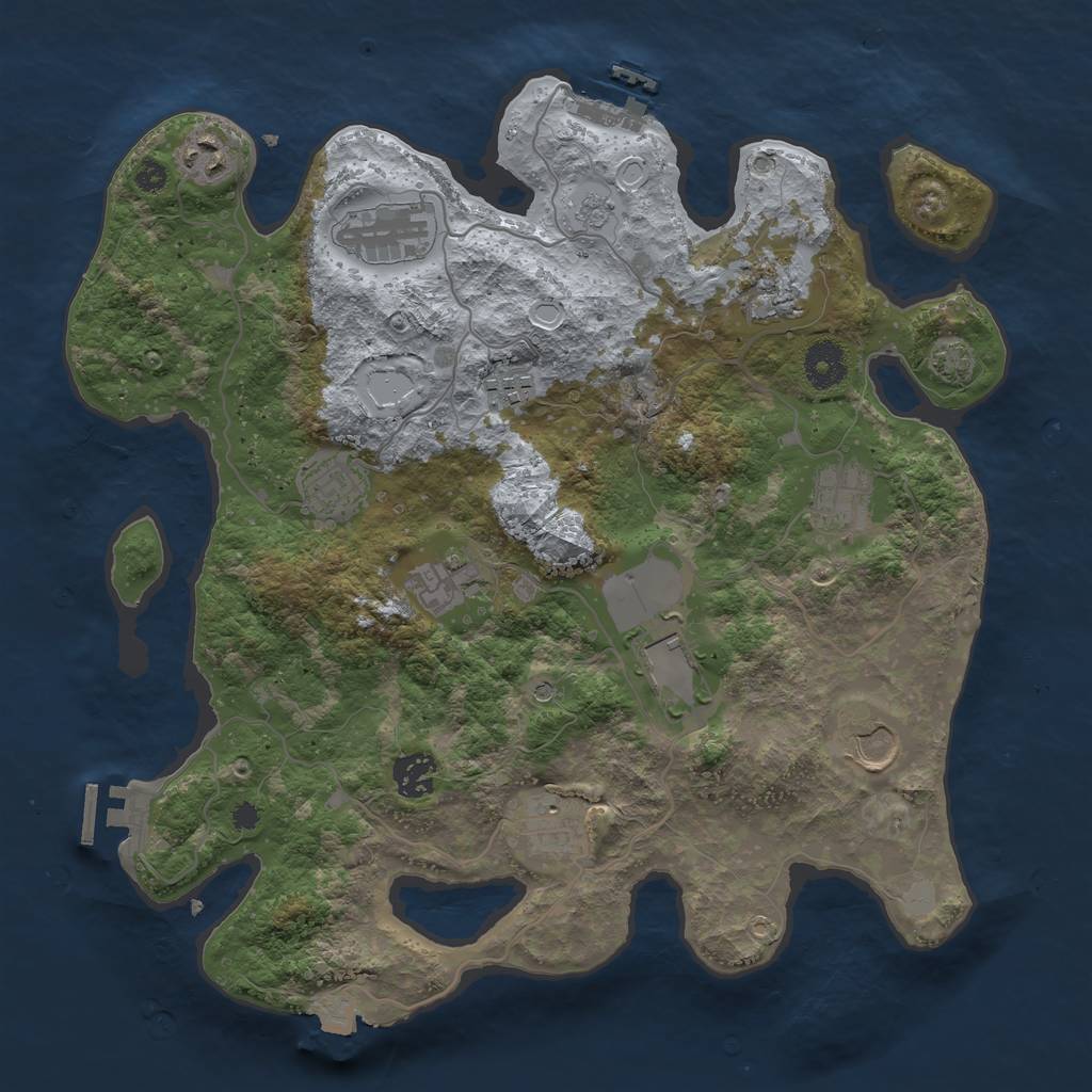 Rust Map: Procedural Map, Size: 3600, Seed: 46114476, 19 Monuments