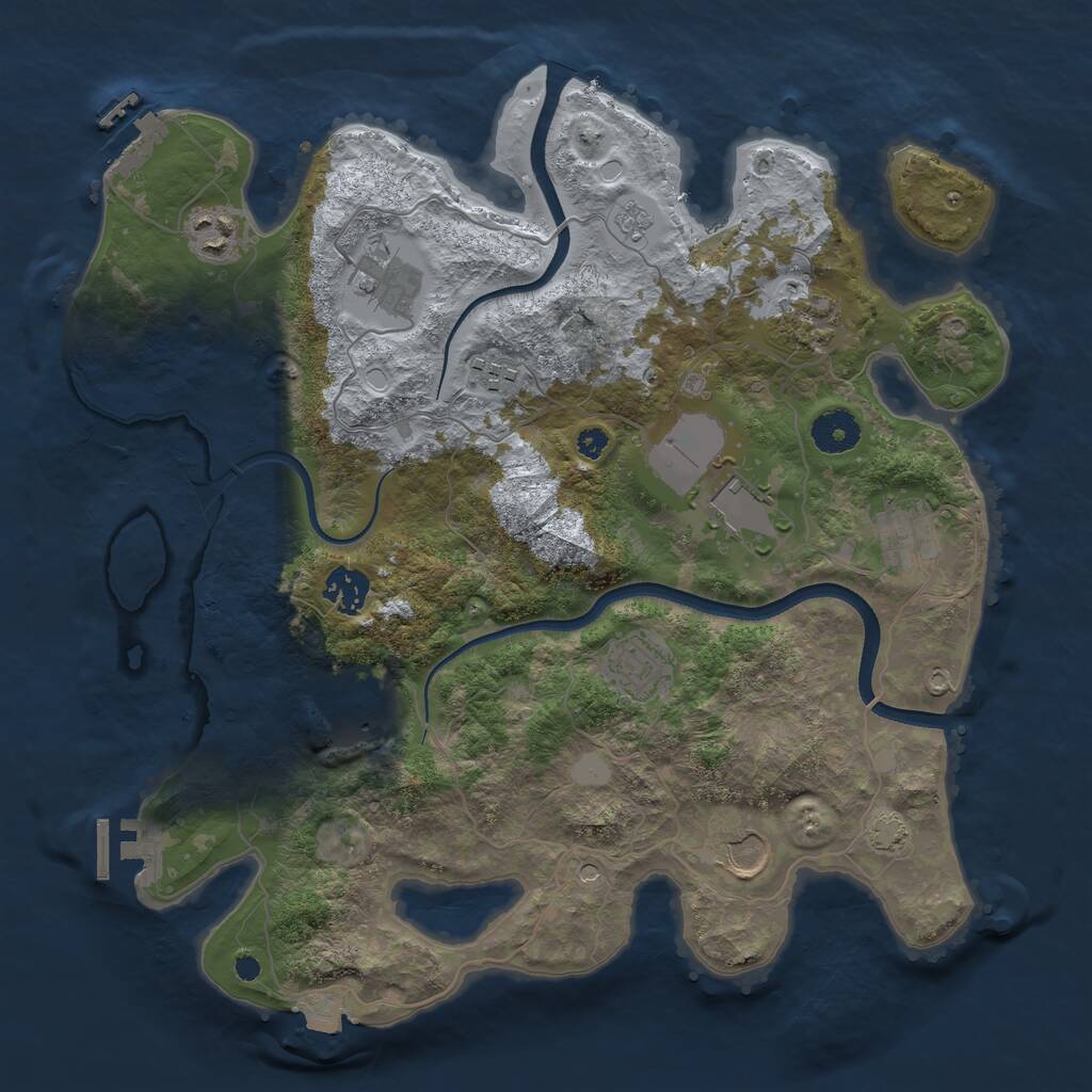 Rust Map: Procedural Map, Size: 3600, Seed: 46114476, 16 Monuments
