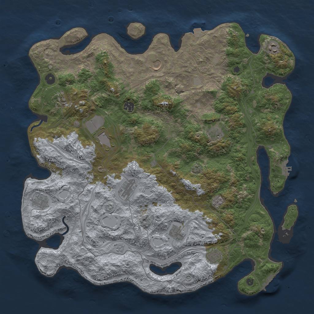 Rust Map: Procedural Map, Size: 4500, Seed: 520517282, 19 Monuments