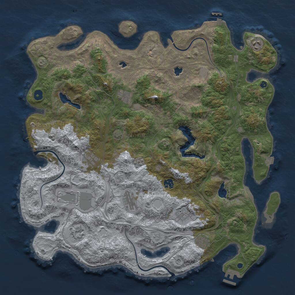 Rust Map: Procedural Map, Size: 4500, Seed: 520517282, 16 Monuments