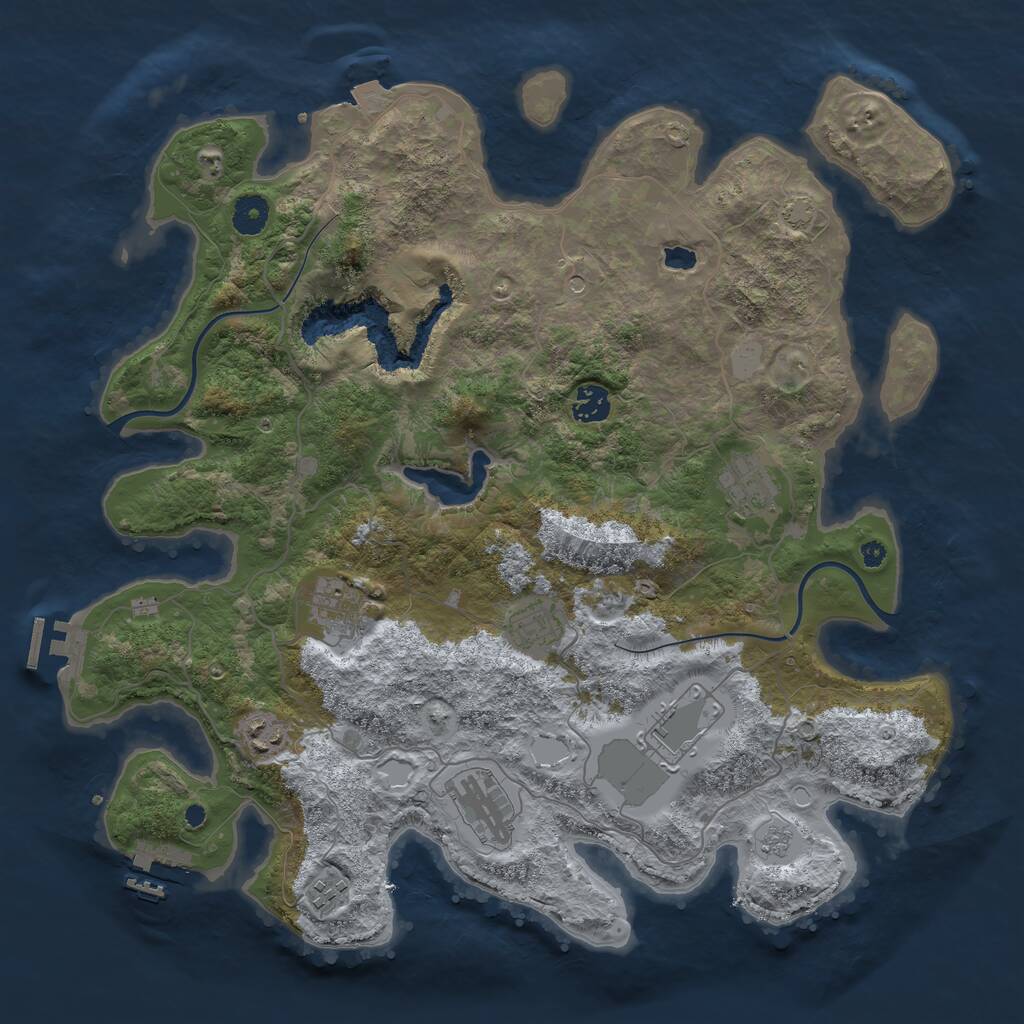 Rust Map: Procedural Map, Size: 4000, Seed: 9748619, 14 Monuments