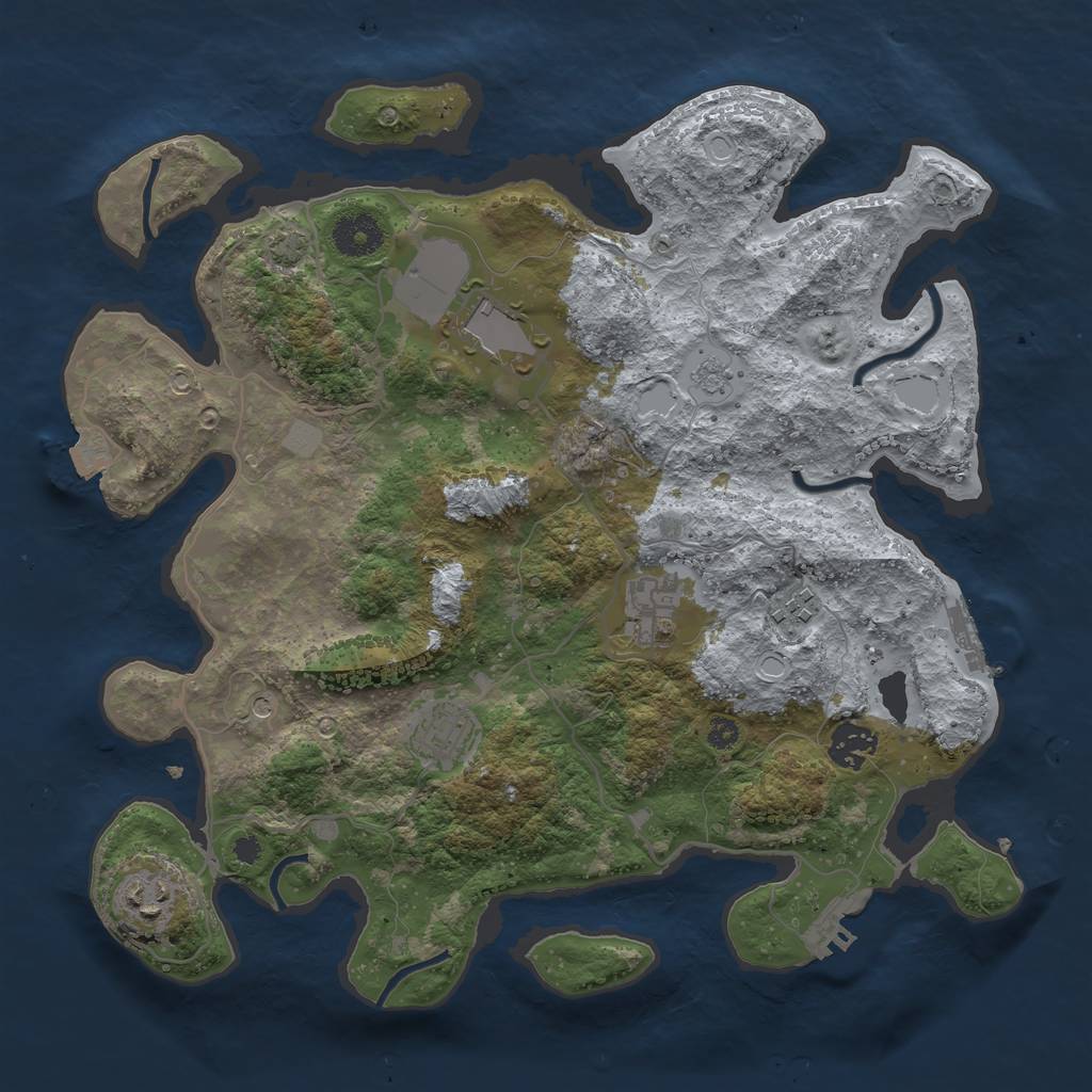 Rust Map: Procedural Map, Size: 3500, Seed: 221857365, 14 Monuments