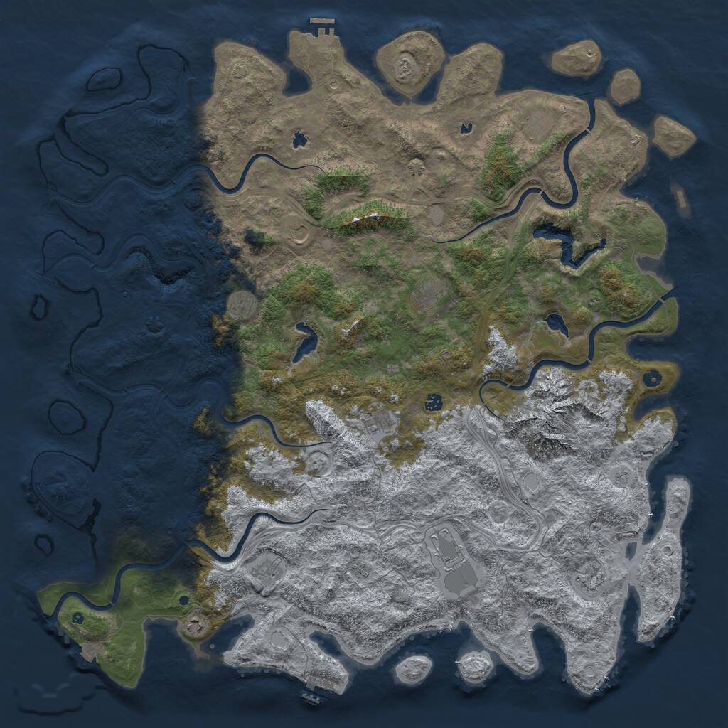 Rust Map: Procedural Map, Size: 6000, Seed: 20270091, 17 Monuments
