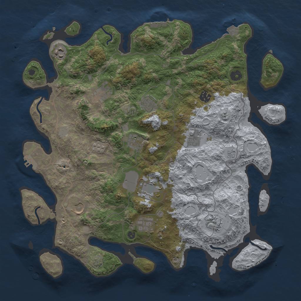 Rust Map: Procedural Map, Size: 4000, Seed: 1116626061, 19 Monuments