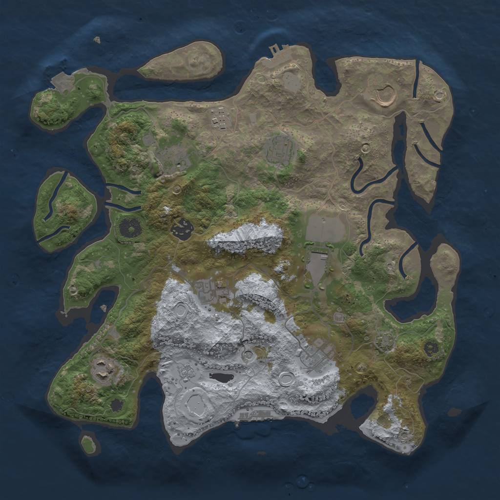 Rust Map: Procedural Map, Size: 3500, Seed: 1276704367, 17 Monuments