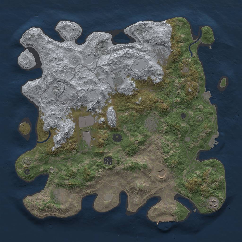 Rust Map: Procedural Map, Size: 4000, Seed: 1811059833, 18 Monuments