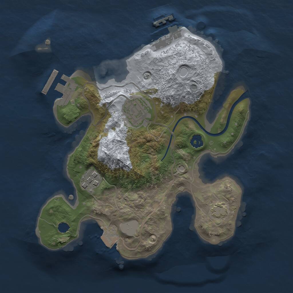 Rust Map: Procedural Map, Size: 2220, Seed: 1, 6 Monuments