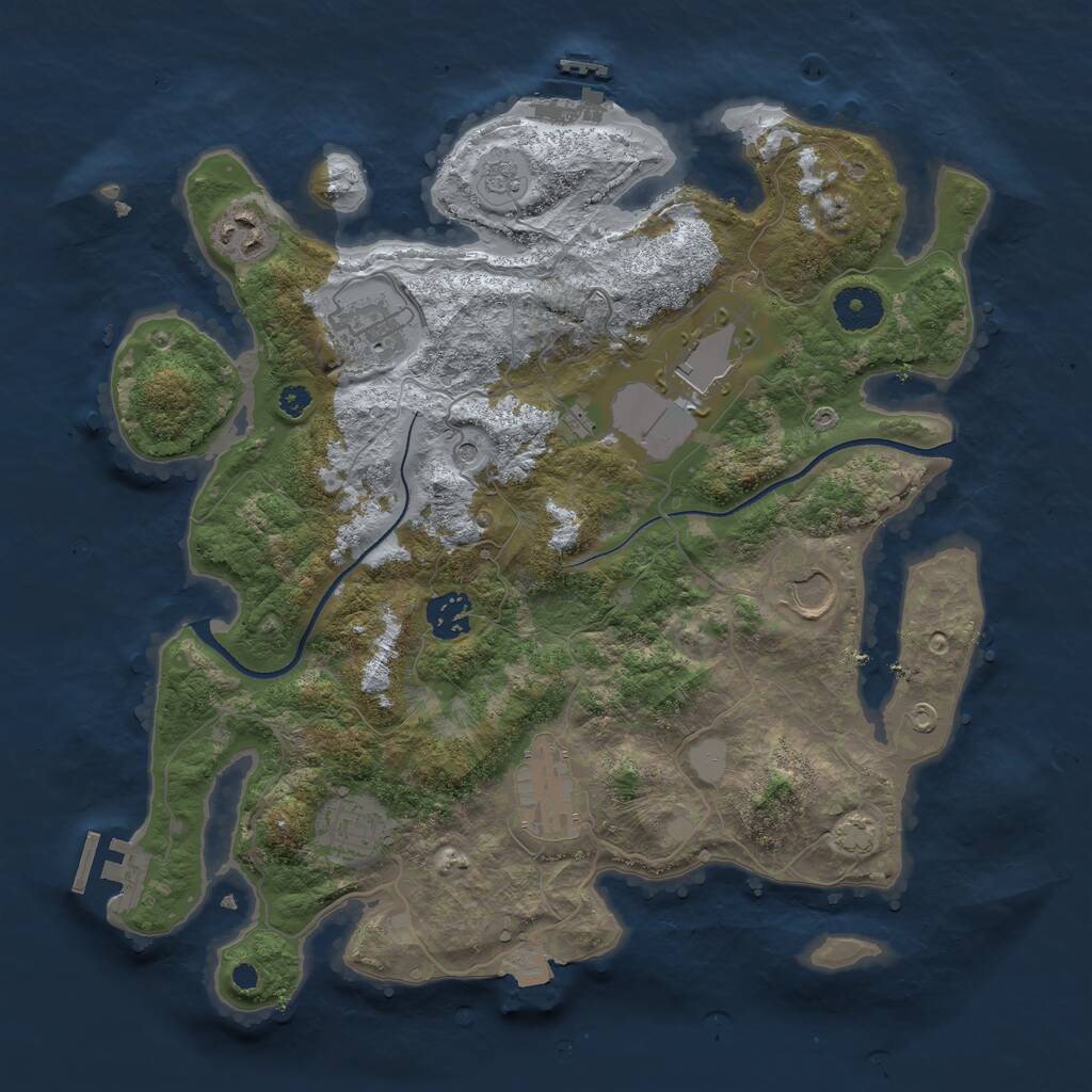 Rust Map: Procedural Map, Size: 3500, Seed: 3648795, 13 Monuments