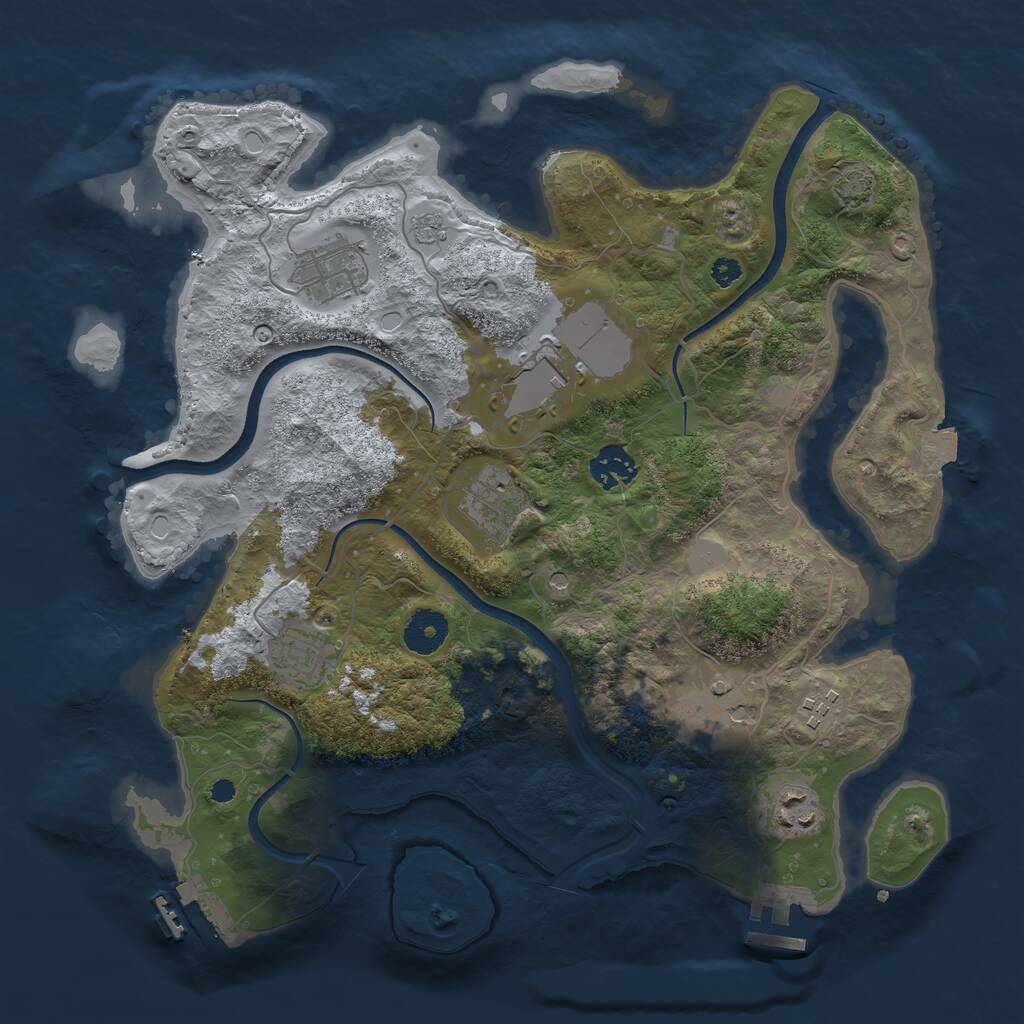 Rust Map: Procedural Map, Size: 3500, Seed: 676527802, 14 Monuments
