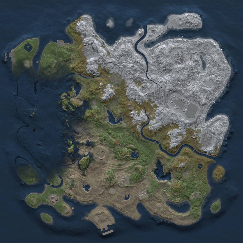 Rust Map: Procedural Map, Size: 4500, Seed: 1741552549, 15 Monuments