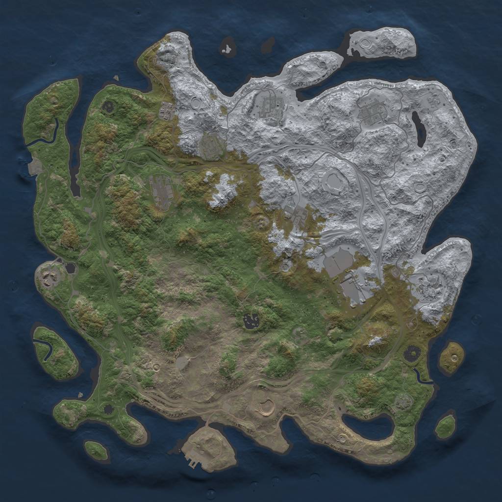 Rust Map: Procedural Map, Size: 4500, Seed: 1741552549, 18 Monuments