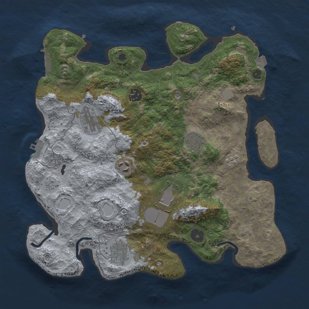 Rust Map: Procedural Map, Size: 3500, Seed: 995651569, 15 Monuments