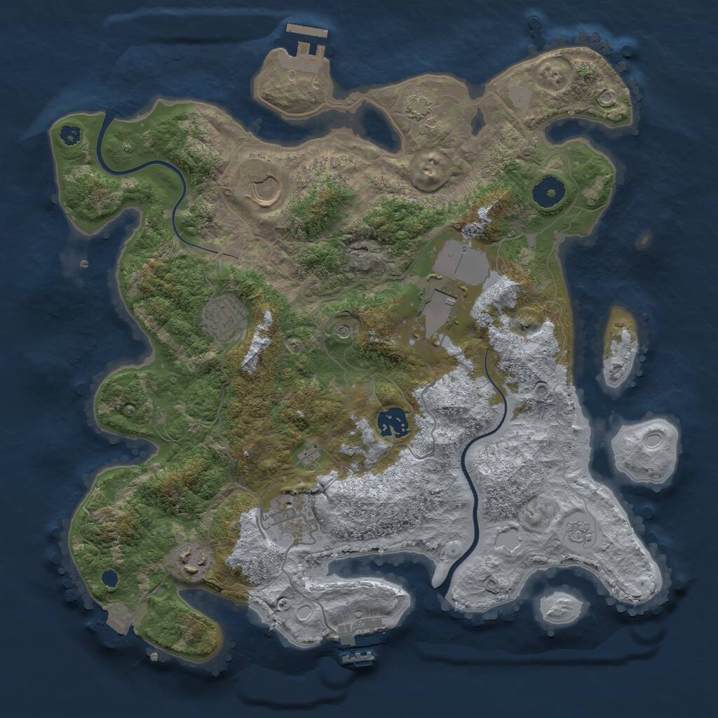 Rust Map: Procedural Map, Size: 3500, Seed: 2022770565, 12 Monuments