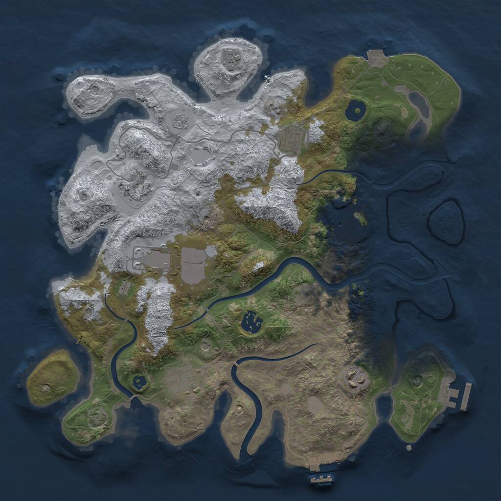 Rust Map: Procedural Map, Size: 3600, Seed: 778707, 14 Monuments